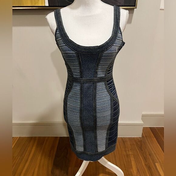Authentic Herve Leger denim bandage dress size small ￼ - Picture 2 of 9